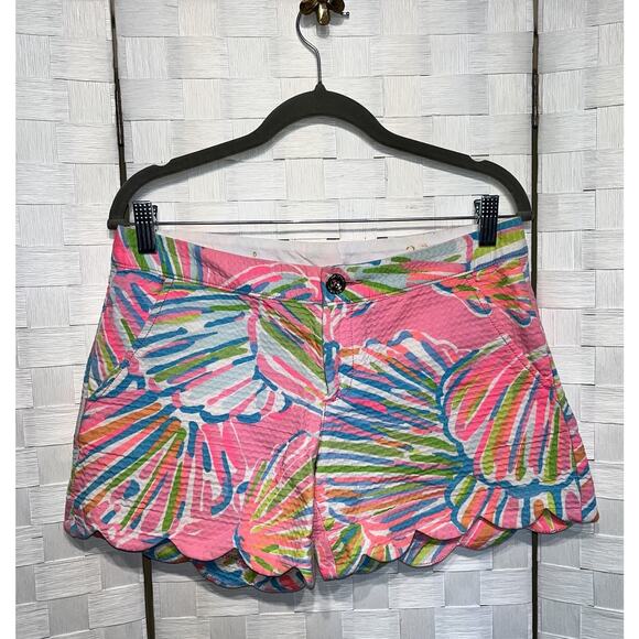Lilly Pulitzer Womens Buttercup Floral Tropical Scallop Shorts Size 2 Preppy - Picture 1 of 9